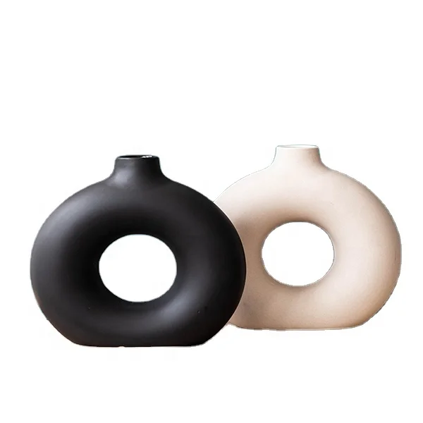 wholesale minimalism doughnut nordic home ceramic porcelain vase