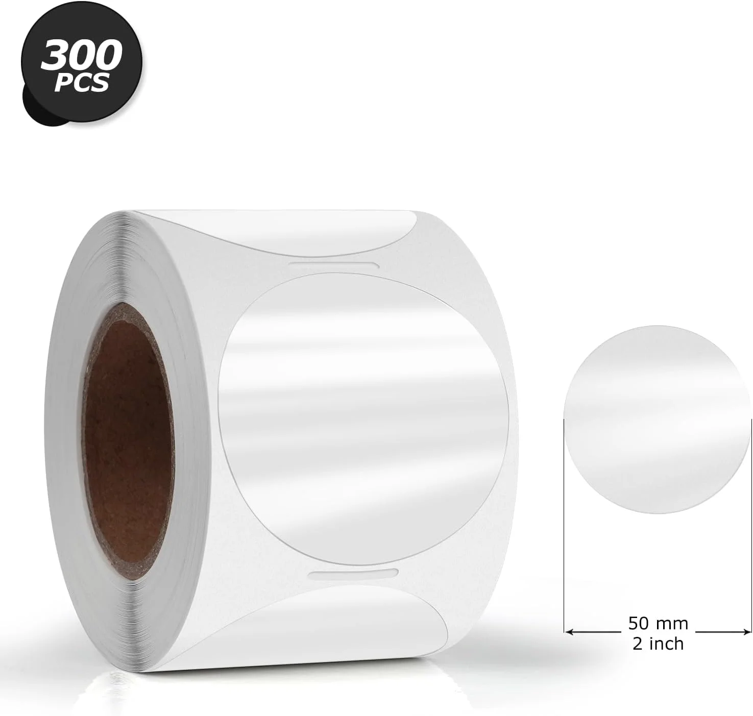 Clear Thermal Labels 2-Inch Round Sticker Waterproof Self-Adhesive 50mm Circle Multi-Purpose Roll for DIY Logo Design