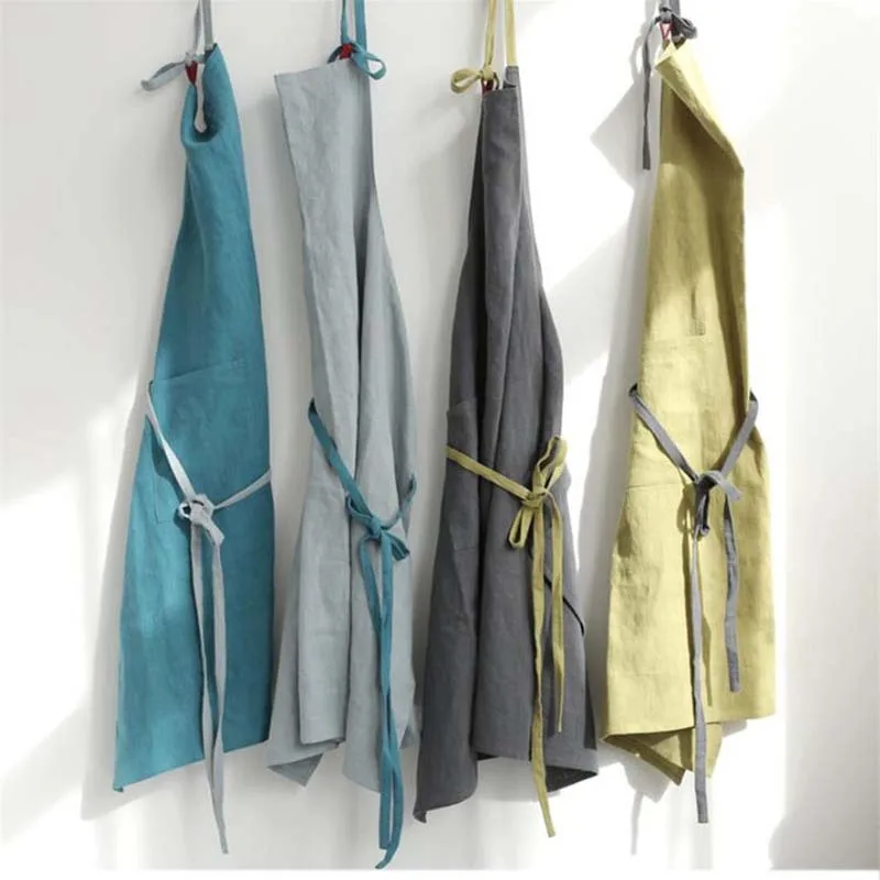 Nordic Simple Flower Shop Apron Cotton and Hemp Horticultural Coffee Shop Kitchen Cooking Apron Baking Restaurant Apron