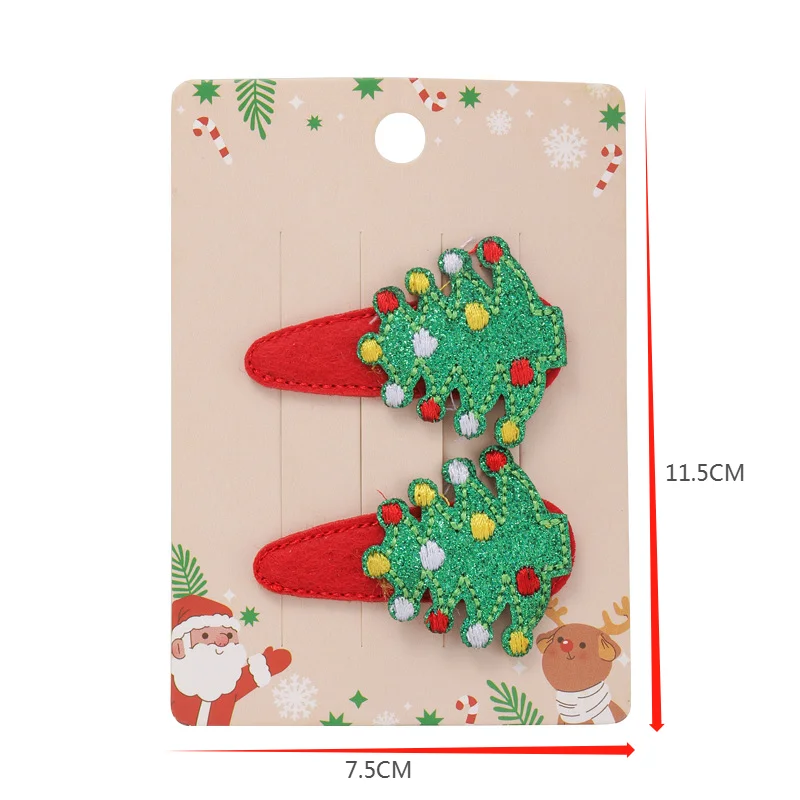 2pcs/set Wholesale Baby Girls Christmas Hair Accessories Christmas Glitter Bow Hair Clips Accessories For Kids Hair Accessories