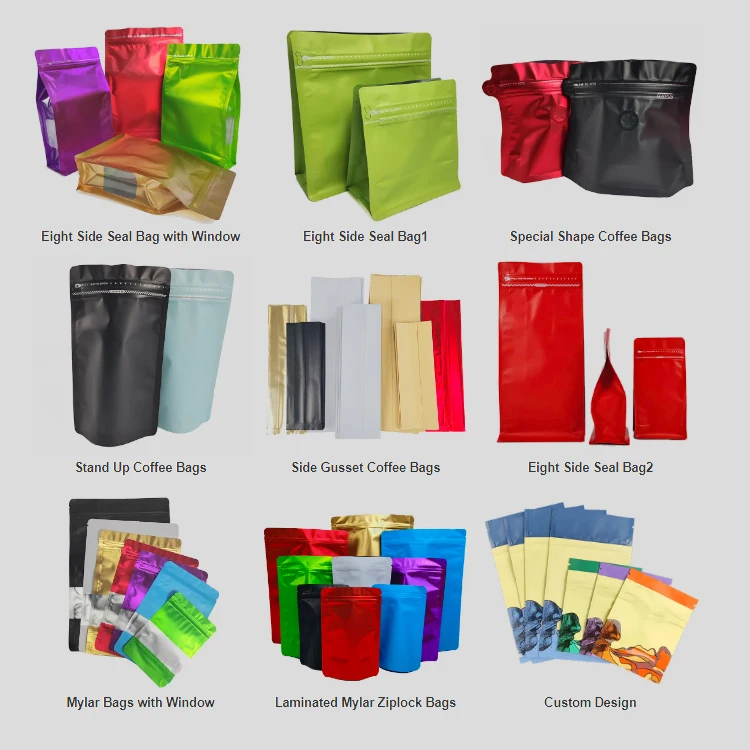 Food Grade Custom Aluminium Foil Powder Pouch Stand up Dried Food Powder Pouch Custom Spice Packaging with Zipper