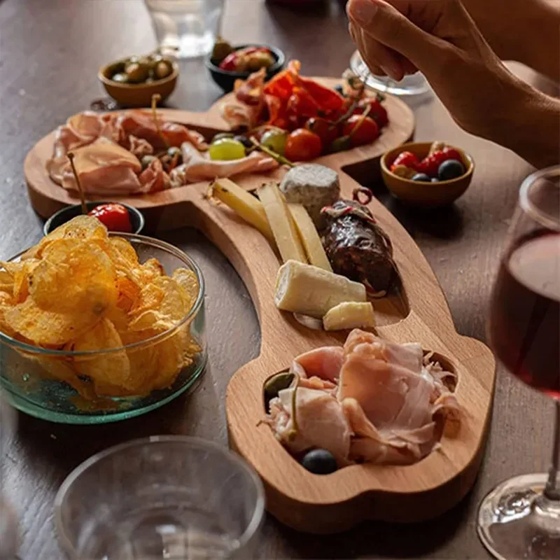 Wood Aperitif Board Funny Cutlery Kitchen Wine Meat Cheese Platter Unique Unique Solid Wood Charcuterie Board and Chess Boards