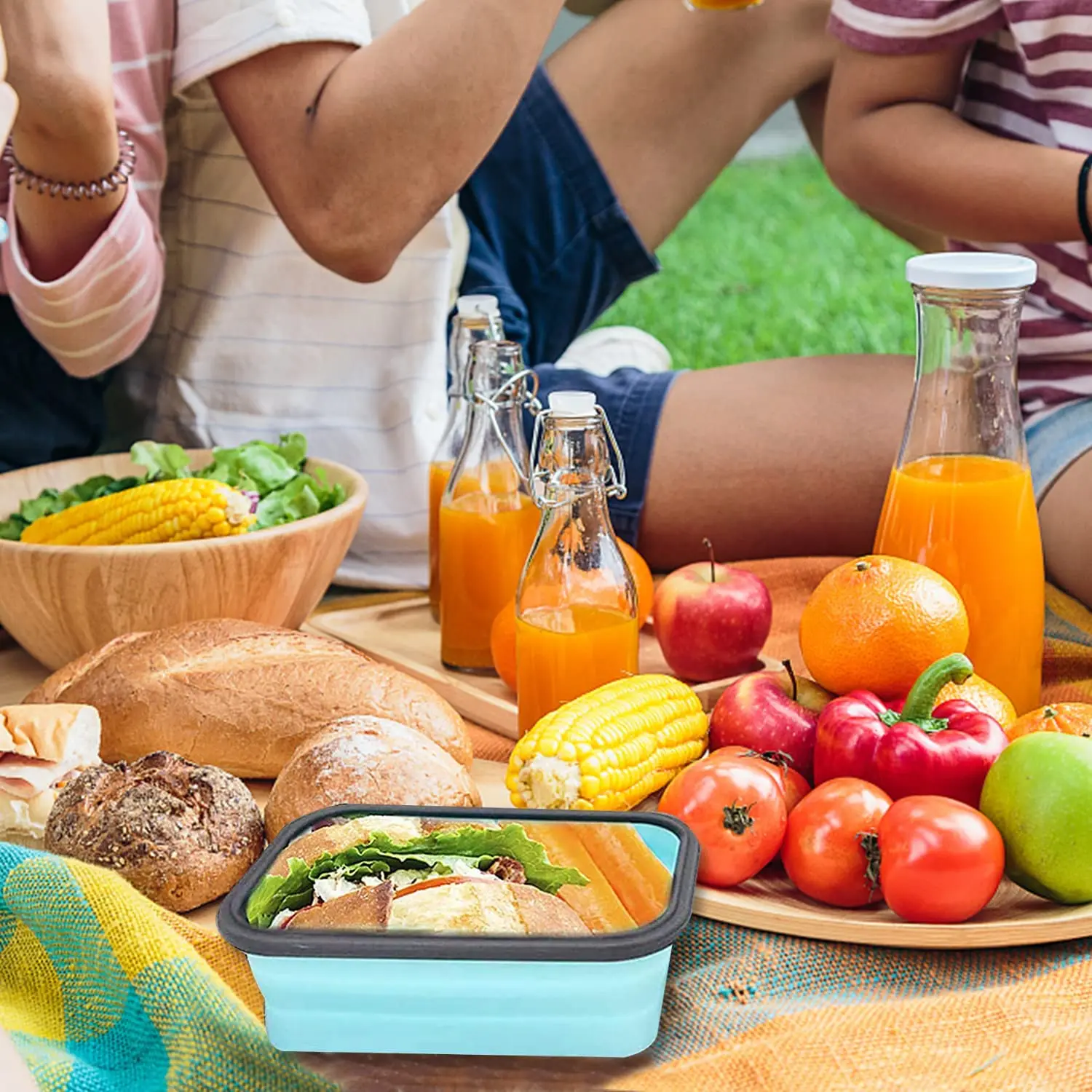 Food Storage Containers With Lids 4PCS Silicone Collapsible Lunch Box Airtight Vacuum Seal Freezer Microwavable Food Containers