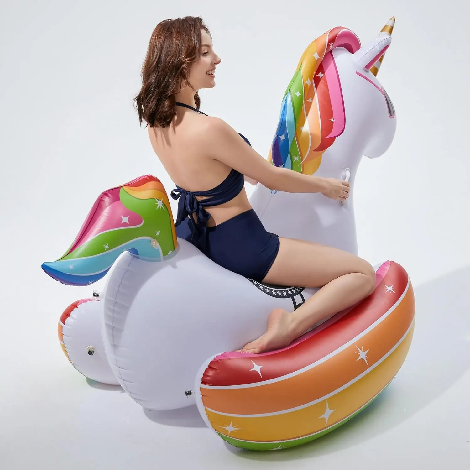 Радужный Единорог бассейн поплавок надувной Floatie сверхмощный виниловый забавная Новинка водная игрушка для взрослых детей