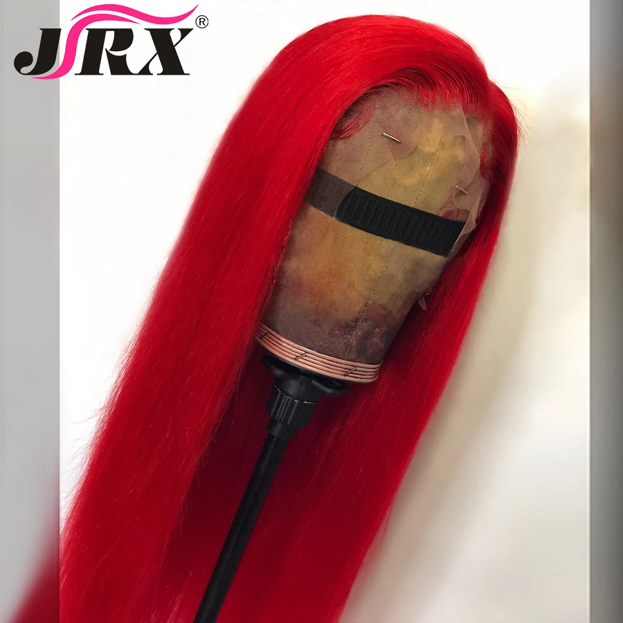 
2021 Drop Shipping Red Color Human Virgin Hair Long Straight Lace Front Wig With Baby Hair 