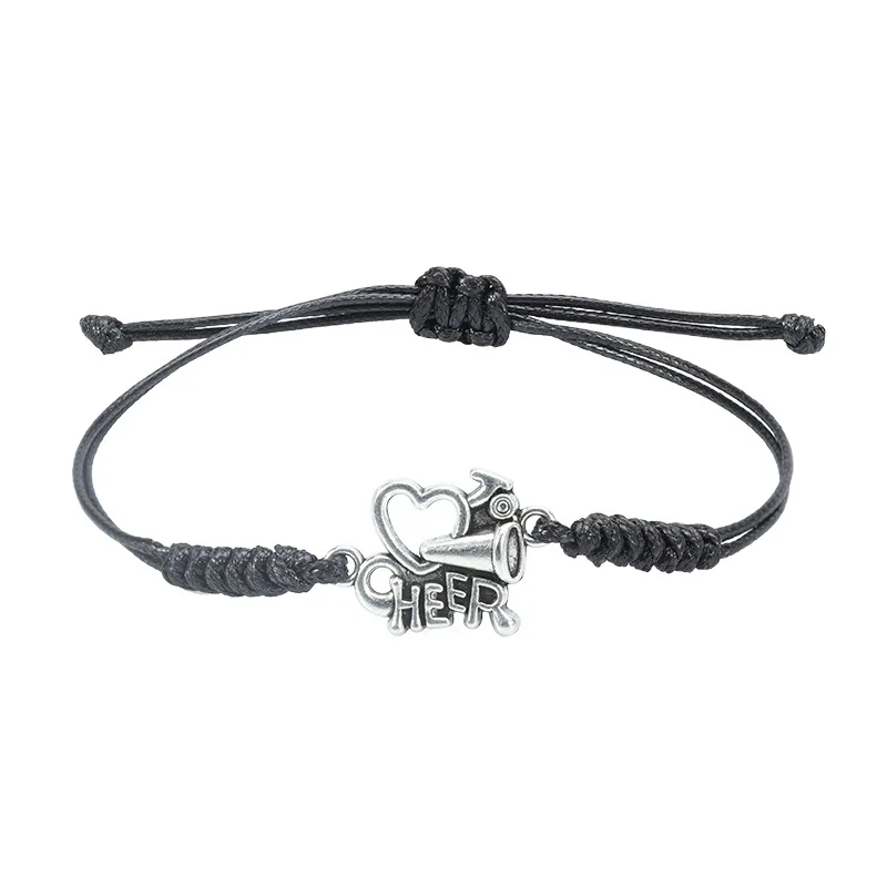 New Popular Style Cheerleading Woven Bracelet Sports Cheer Refueling Waxed Thread Textile Handmade Bracelet