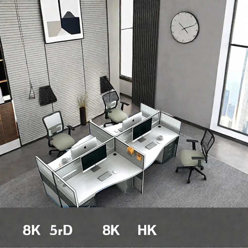 Wholesale Factory Sale Luxury Office Workstation Wire Hidden 4-People Capacity Aluminium Frame Call Center Partition Boss CEO