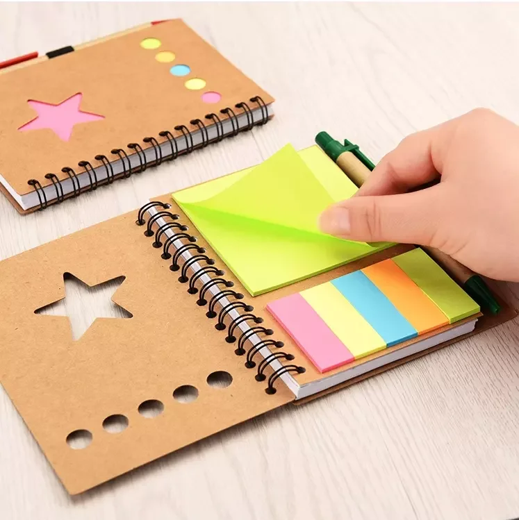 Promotional Customized Design Spiral Notebook With Pen Sticky Notes Index Posted It Kawaii Sticky Notes Design