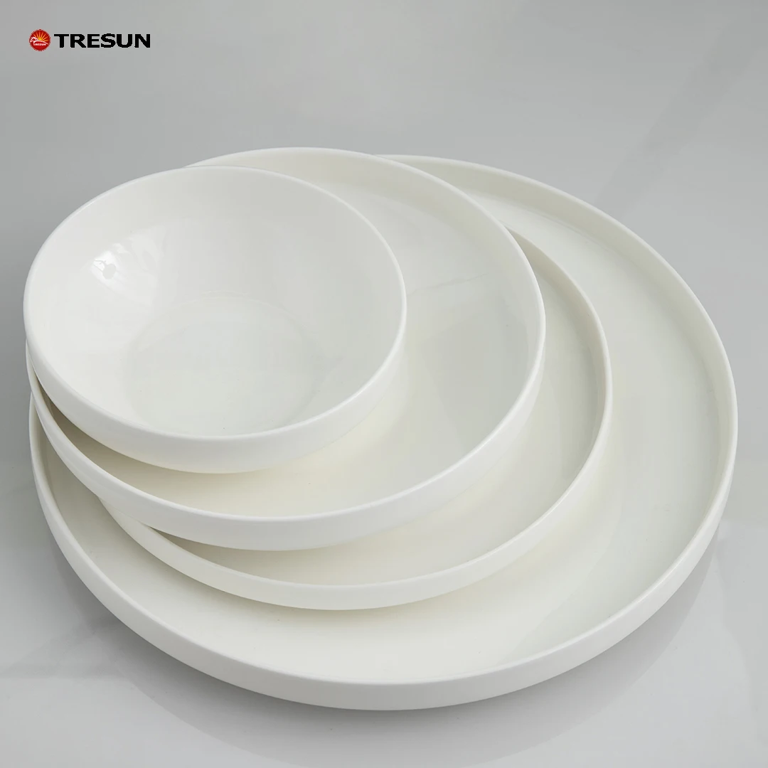 10.5 inch elegant lunch side dessert round pure white new bone china dinner plate and bowls set