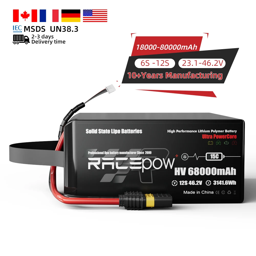 358wh/kg solid state li-ion battery 23.1V 46.2V 6S 12S 66000mAh 68000mAh 74000mAh 80000mAh Cargo/VTOL/evtol/ Heavy lift drone