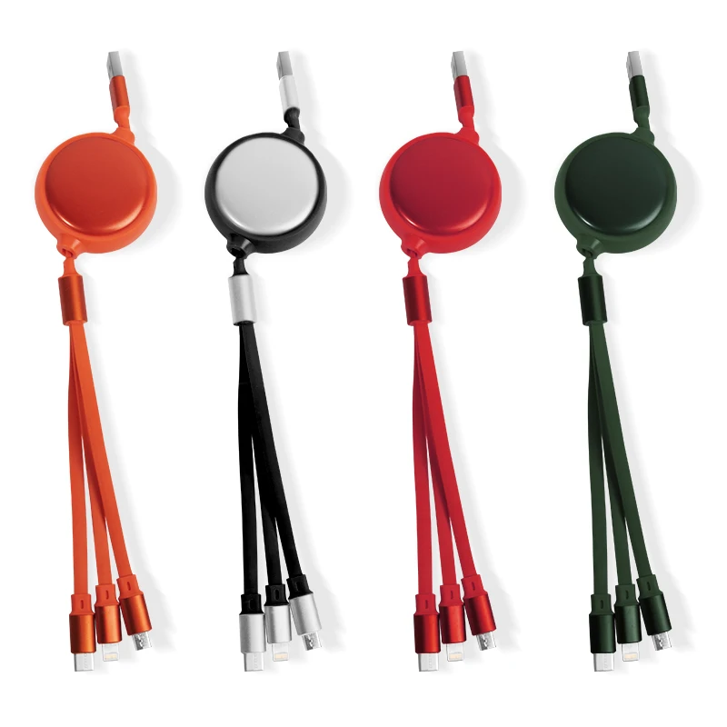 OEM Fast Charging 3 In 1 Usb Multi-color Usb Fast Charger Retractable 3 In 1 Usb Cable