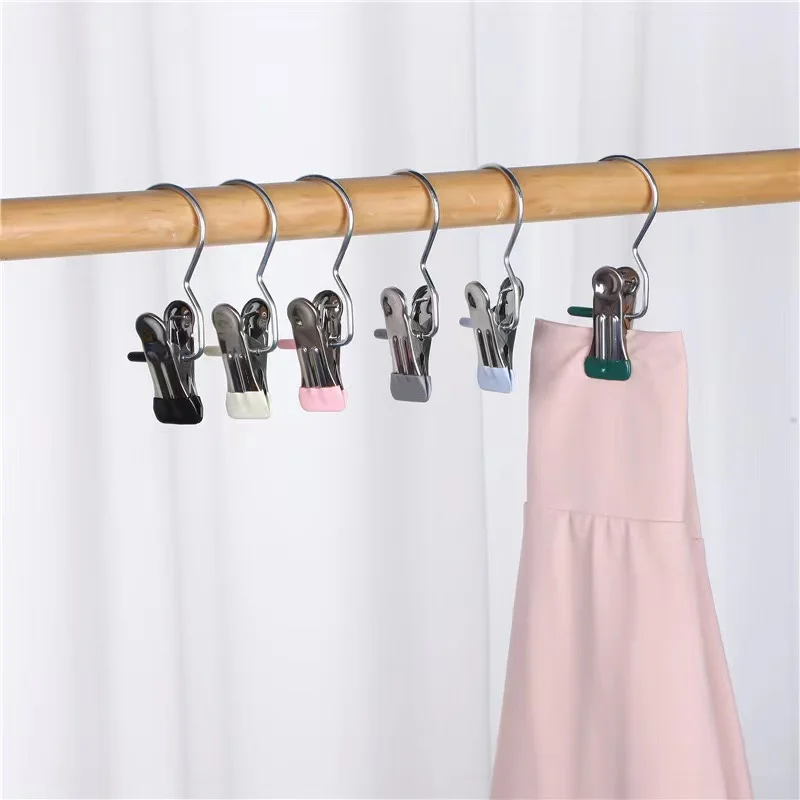 Wholesale Multifunctional  Metal Non-slip Hanger  Practical three-letter clip universal clothespin home sock hooks