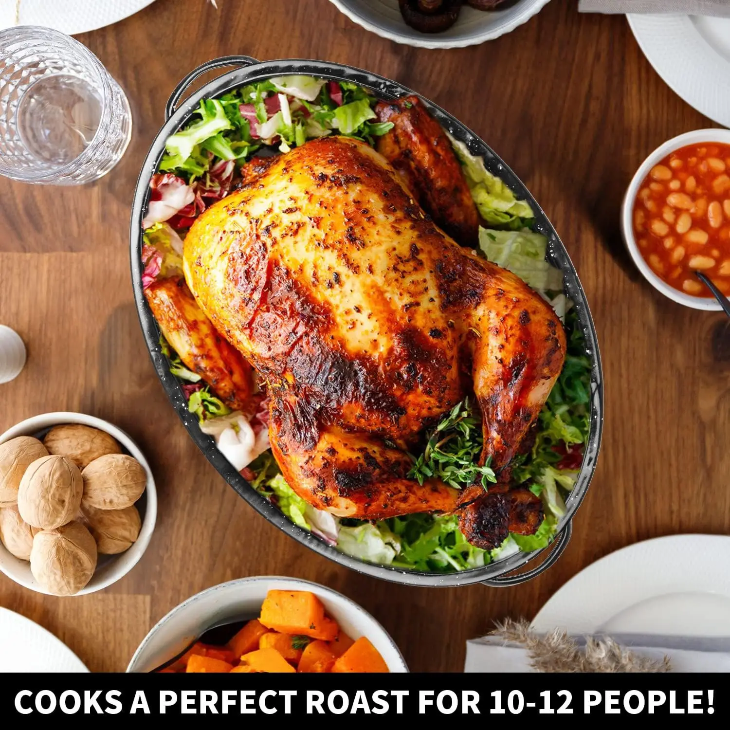 Enamel Roaster Pan Alpine Cuisine Enamel Oval Roaster Carbon Steel Oval Roasting Pan 13-Inch Oven & Dishwasher Safe
