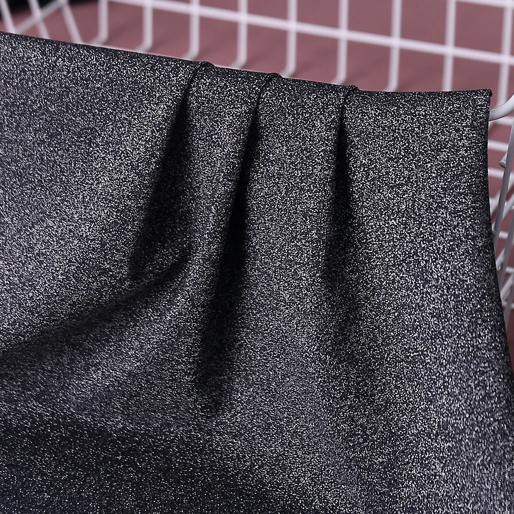 Wholesale 68% nylon 25% spandex 7% silver metallic lurex jersey glitter fabric for dresses performance dance clothes