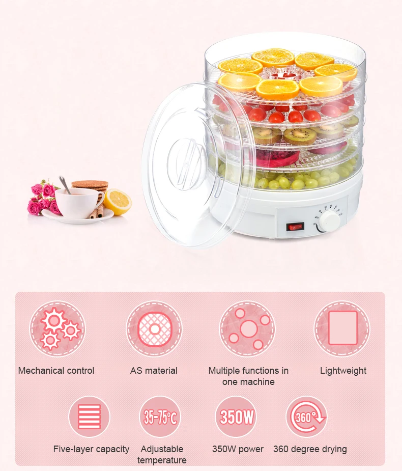 5 Trays Household Food Dehydrator desidratadoras de alimentos Fruit Dehydrator Machine For Vegetables