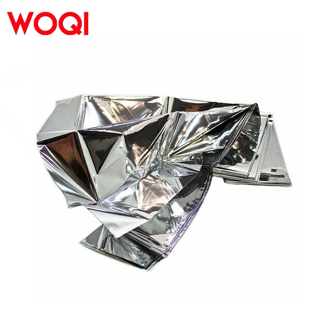 WOQI Factory Customized Wholesale Outdoor Products Double sided Gold and Silver Emergency Insulation Lifesaving Blankets