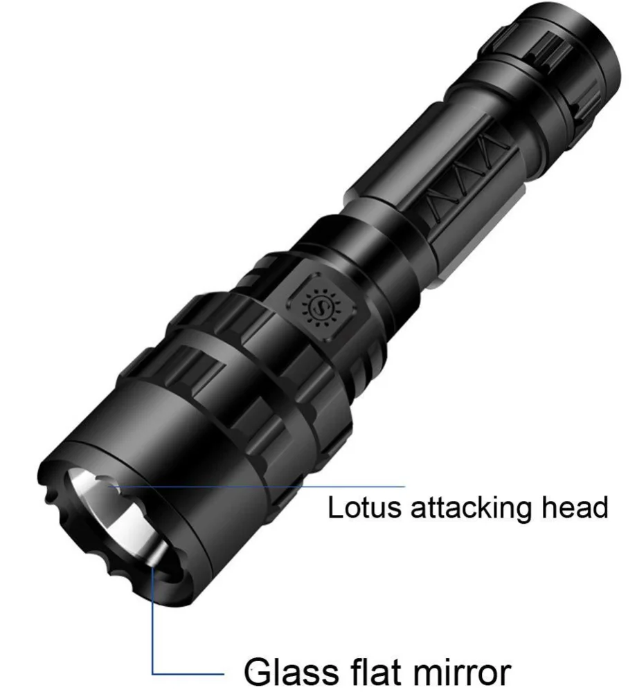 High Power Rechargeable Flashlight Whole Set Waterproof Led Aluminum Flashlight with Mouse Rat Tail Switch for Cycling