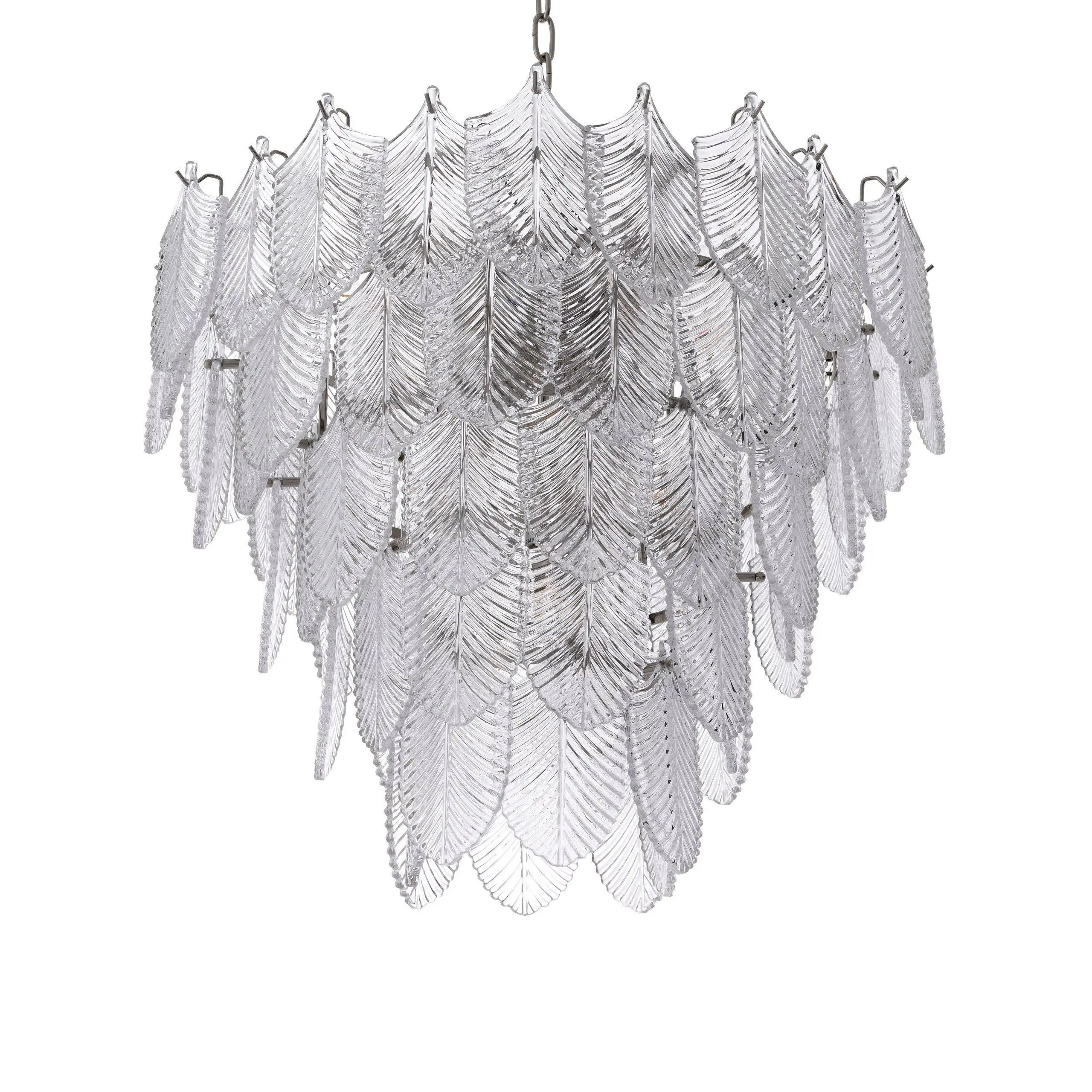 Modern Clear Leaf Glass Chandelier Lighting Wedding Home decorative Big Lamp