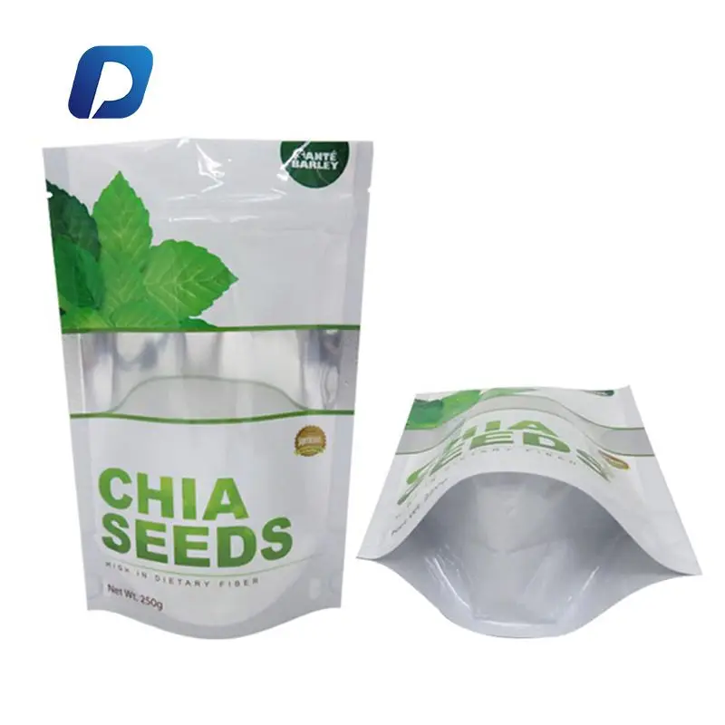 Custom printing soft touch stand up corn organic flax vegetable chia seeds recyclable plastic packaging bag