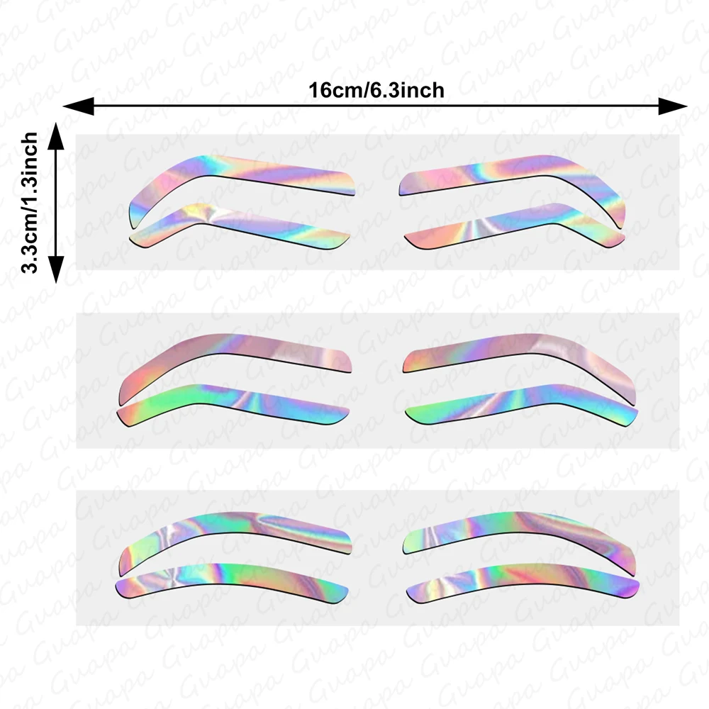 Holographic Silver Eyebrow Airbrush Shaping Stencils Brow Guide Shape Outline Tape Eyebrow Sticker Stencil Brow Tinting Template