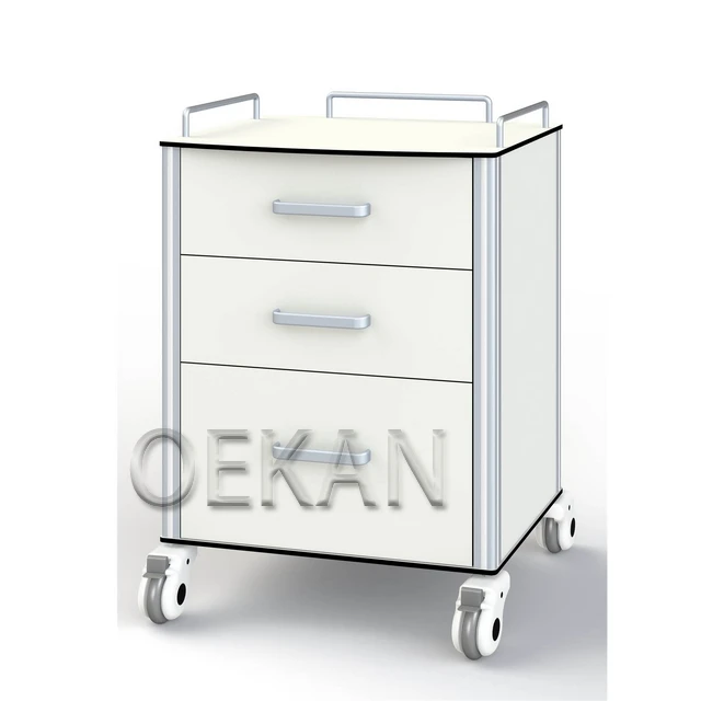 Hospital Clinic Nursing Trolley Medical Instrument Trolley with 3 Drawers