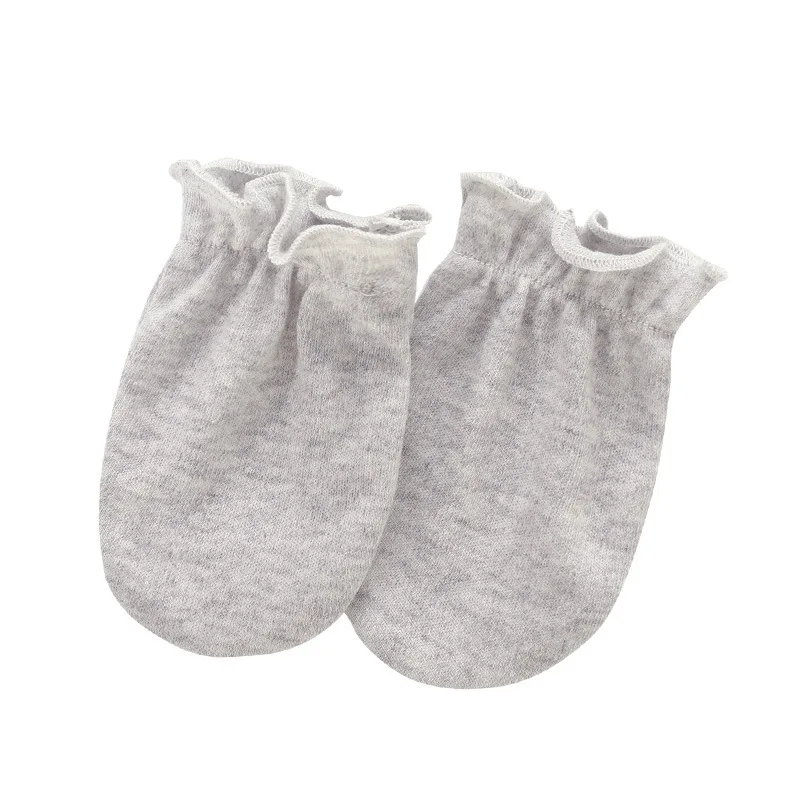 Wholesale Plain Soft Cotton Gloves Winter Scratch Hand Solid Color Babi Newborn Baby Mittens Glove