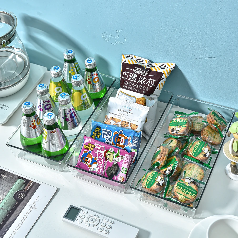 Clear Plastic Drawer Organizer Tray Storager Box for Makeup, Kitchen Utensils, Jewelries and Gadgets