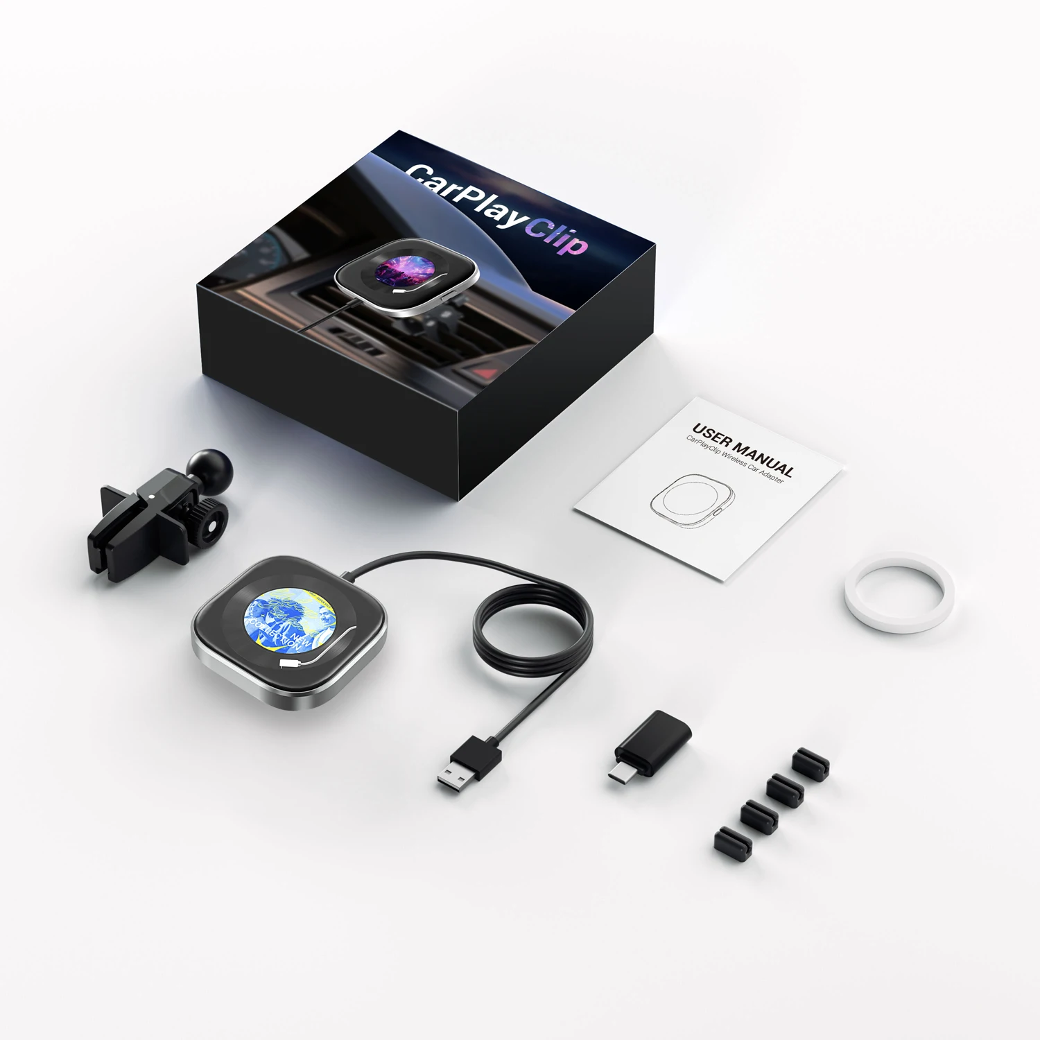Ottocast Новый дизайн функция Carplay клип беспроводной AI Smart Box для автомобиля диффузор цифровой экран быстрое подключение