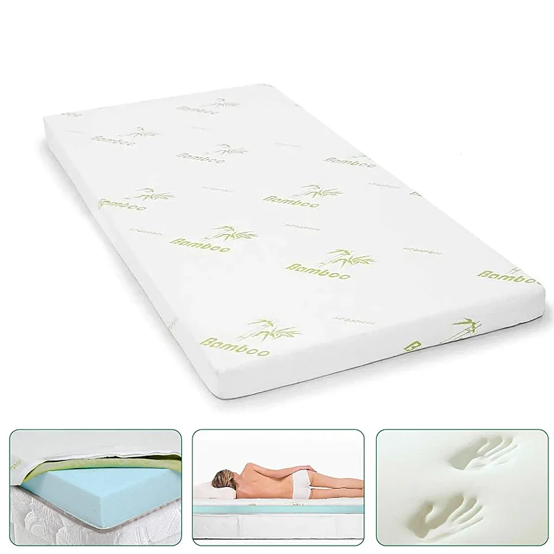 Twin Memory Foam Mattress Topper with Removable Zippered Hypoallergenic Bamboo Cover