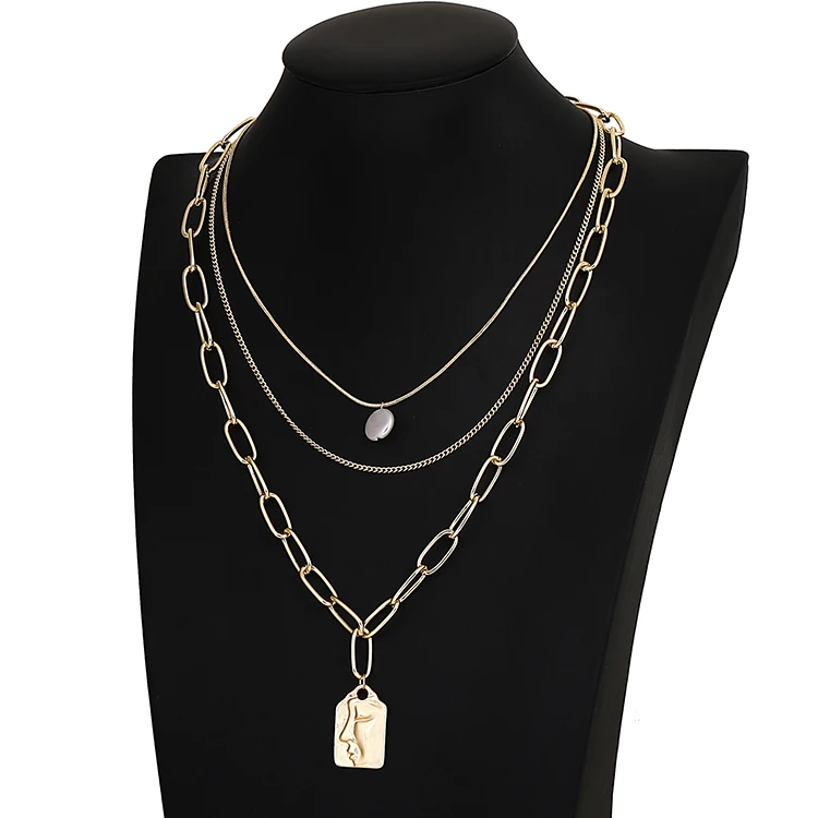Hot Selling Individualized Overlapping Necklace Pendant pearl baroque freshwater necklace multilayer necklaces for women