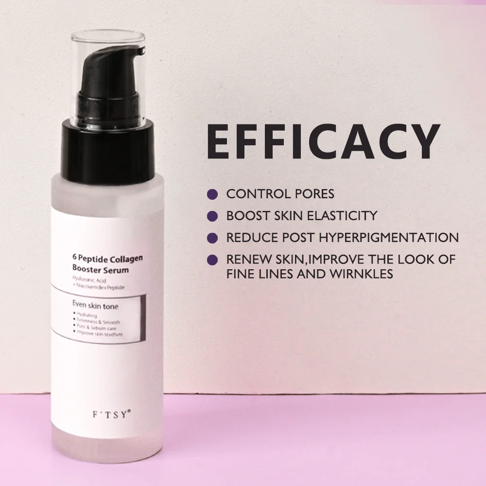Luxury 6 Peptide Protein Serum Anti-Wrinkle Brightening Pore Shrinking Lightening Acne Dark Circles ODM OEM