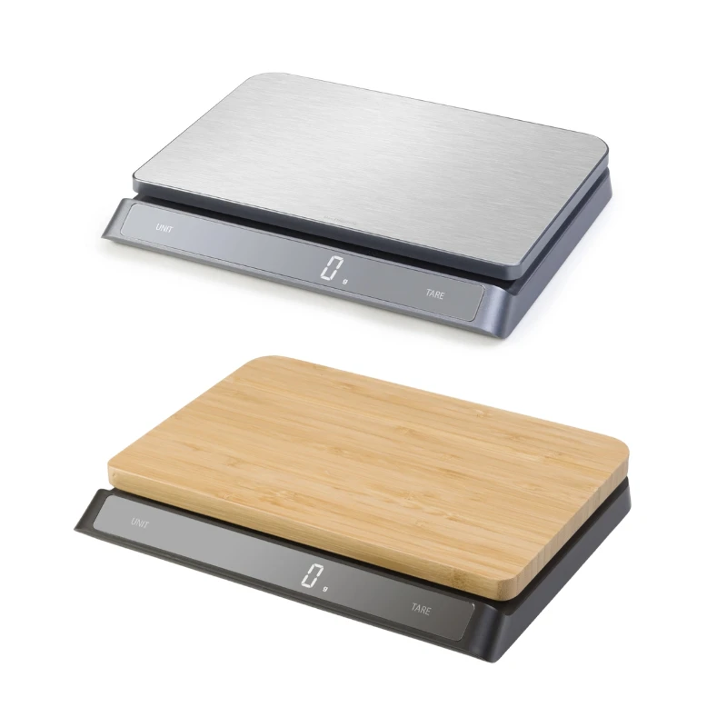 2in1 bamboo wood cutting board with Digital Weighing Scale 15kg capacity Voice Control Industrial Kitchen Food Stainless steel