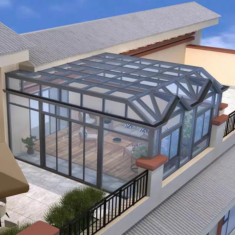 Modular prefab glass sunroom aluminum extrusion patio enclosures sliding doors