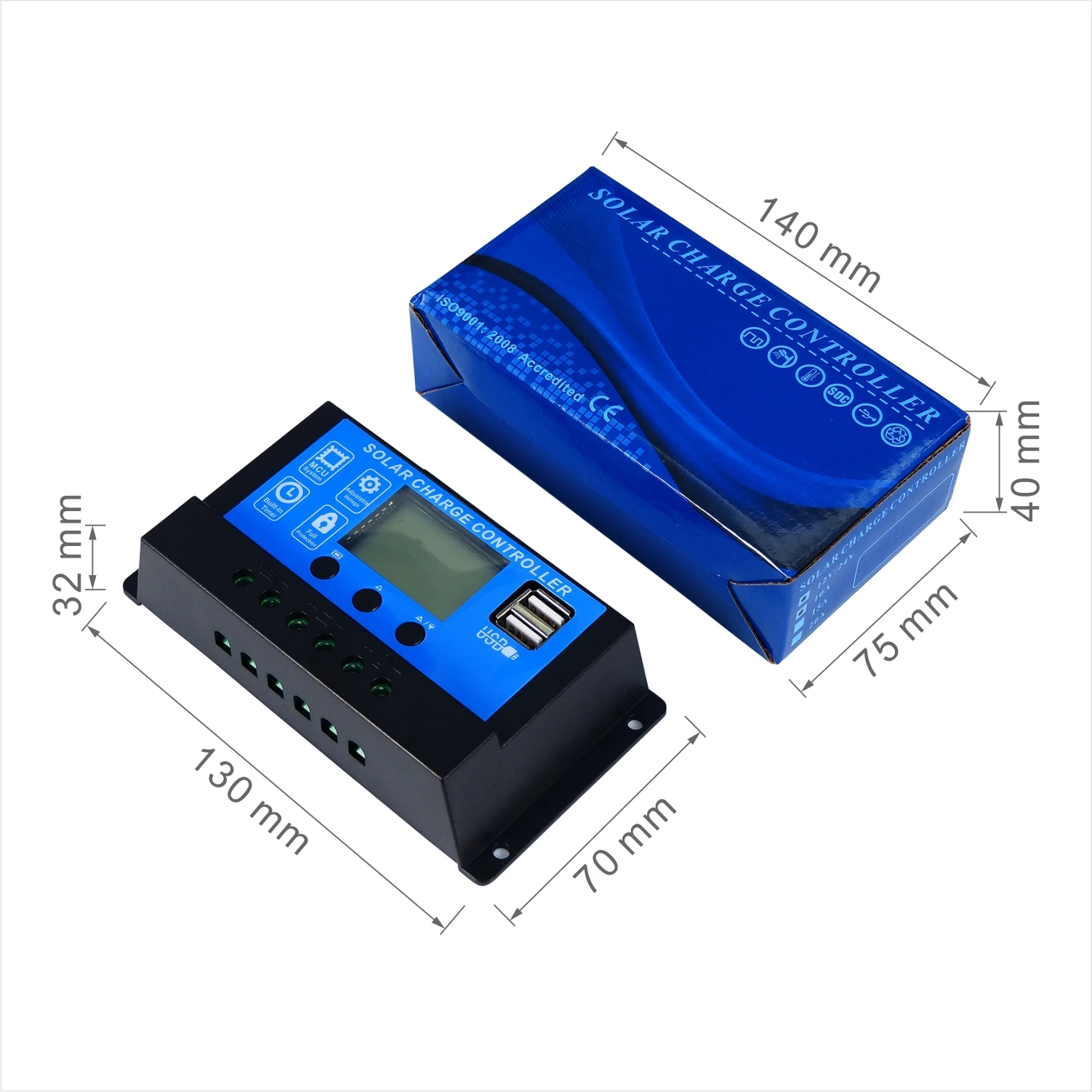AT10 30A Solar Power  Dual USB Charge Controller PWM Battery Controller For Solar Energy System