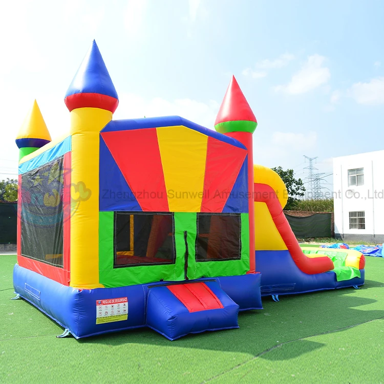 Commercial indoor moon bounce house bouncy castle jumper with water slide inflatable mini used moonwalker jumping bouncer