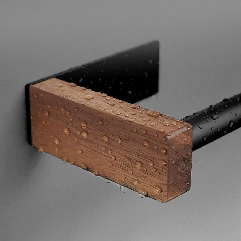 Joypro Adhesive Walnut Wood Rolls Dispenser Holders Wall Mounted Rack Wooden Toilet Roll Holder And Kitchen Paper Towel Holder