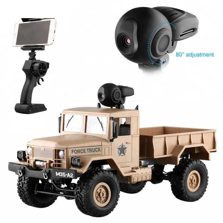
Amazon WIFI FPV App Video 2.4Ghz 1/16 Remote Control Climbing Car 4x4 Off Road RC Military Truck Toys Rock Crawler RTR With Came 