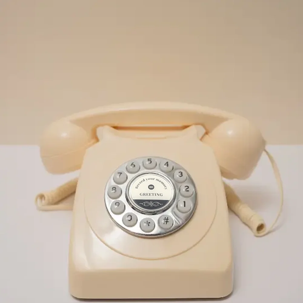 Белый винтажный телефонный рекордер, аудиогостевая книга, вращающийся телефон для свадеб