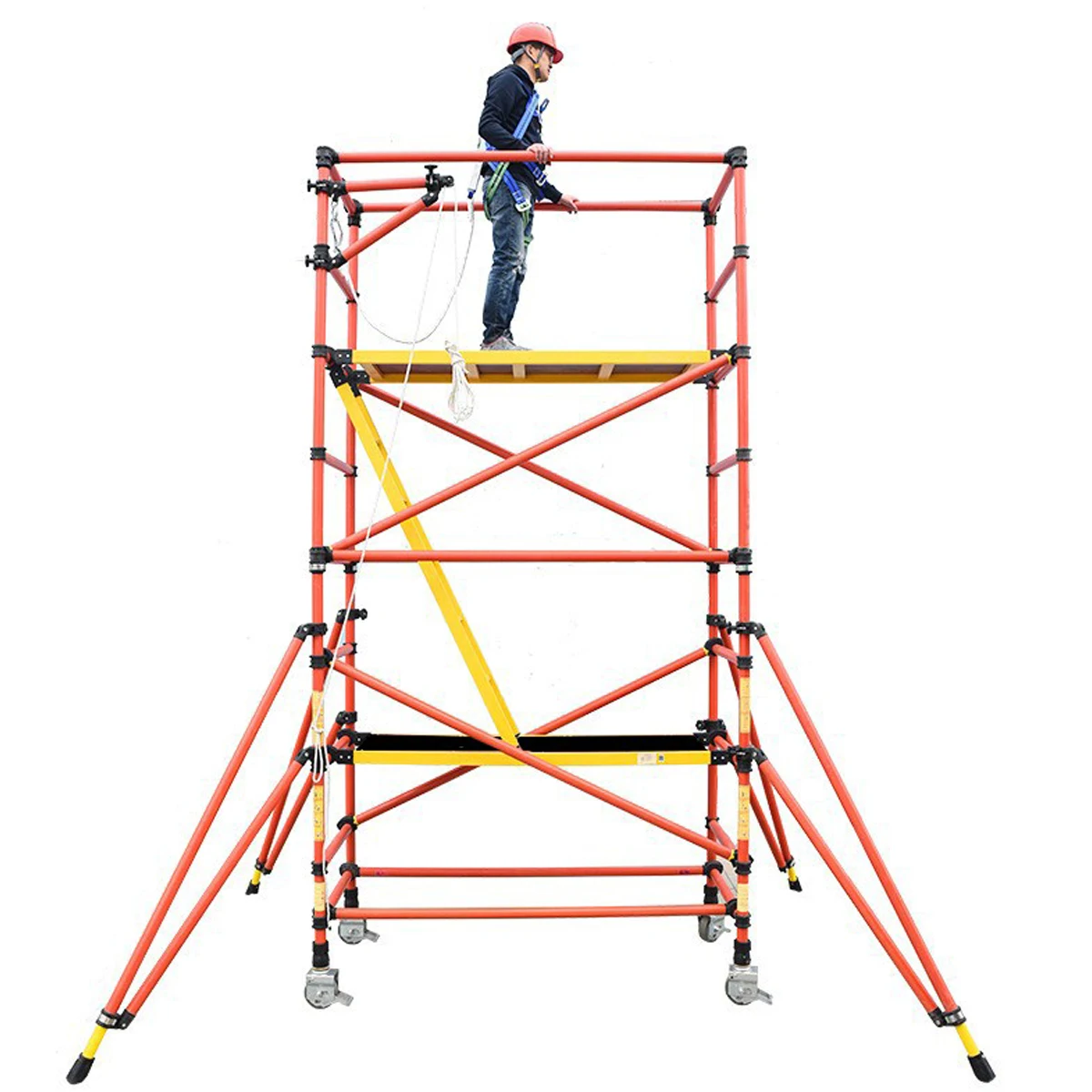 Insulated  Platform Scaffold Fiberglass Scaffold Plank with Wheels Corrosion Resistant Folding Safety Fiberglass Scaffolding