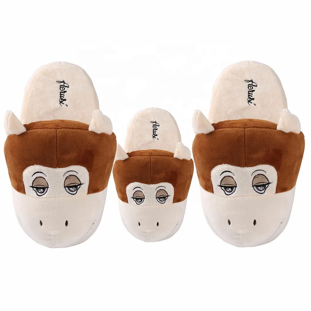 Soft and Cute Plush slippers animal shape brown monkey winter plush cartoon slipper