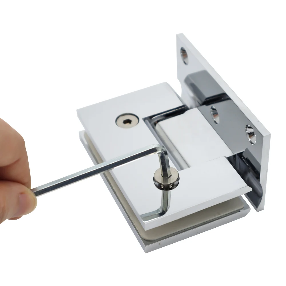 Heavy Duty Chrome Plated 90 Degree Glass To Wall Brass Shower glass Clamp  For Bathroom Shower hinge