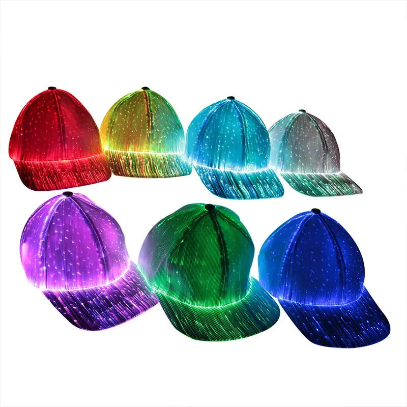 Custom Festival Rave Party Fiber Optic Luminous Glow In the Dark Light Up Glowing LED Hat