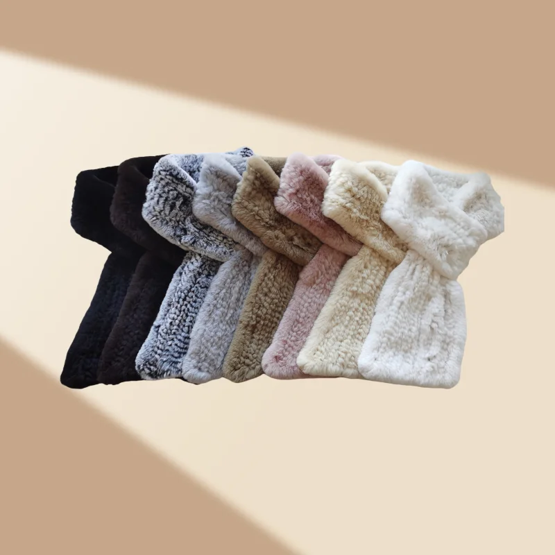 Winter Soft Feeling Double Side Scarf Thermal Fox Fur Rabbit Fur Scarves