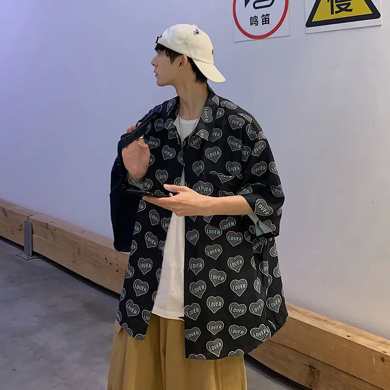 
love letter printed short sleeve shirt printed valentine day shirt men 