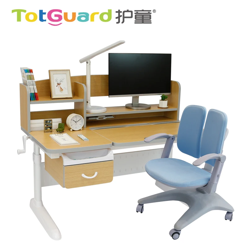 
new design 95cm wood ergonomic study table chair for children 