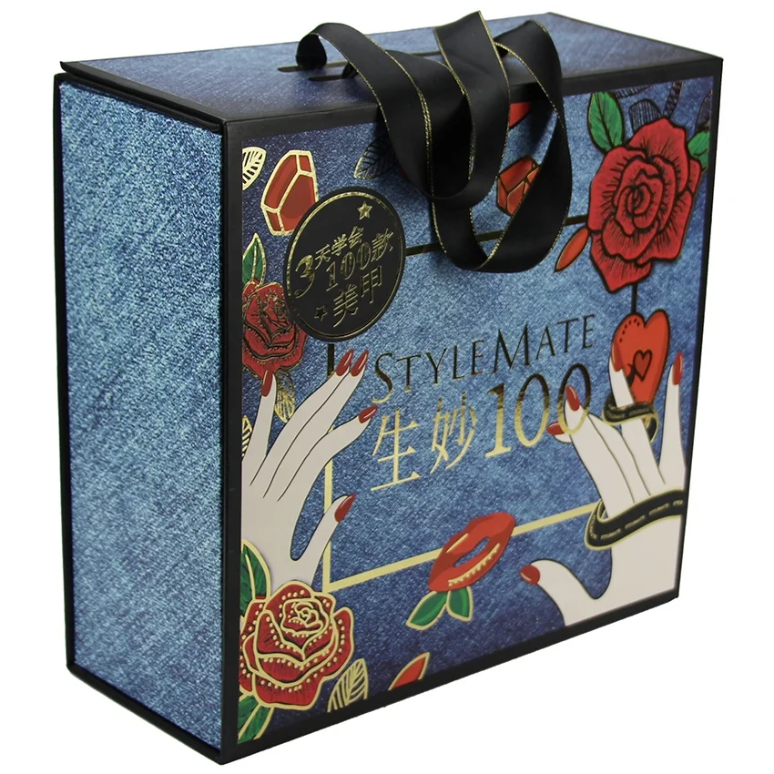 Custom Packaging&Printing Service Small Rigid Cardboard Suitcase Shaped Gift Boxes With Magnet Closure And Ribbon Handle