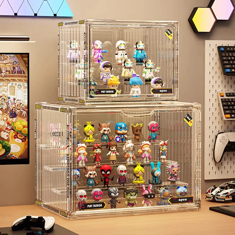 Rmier 2024 Simple Transparent Plastic Blind Box Display Box Livingroom Toy Display Cabinet With Clear Door Save Space