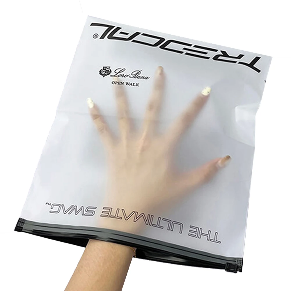 Hot Sale Plastic Bag Custom Logo Black Transparent Frosted PVC Zipper Poly Bag For Clothing Packaging