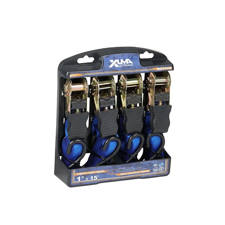 High quality 4 pack 1500lbs tie strap ratchet strap cargo belt lashing strap for transportation
