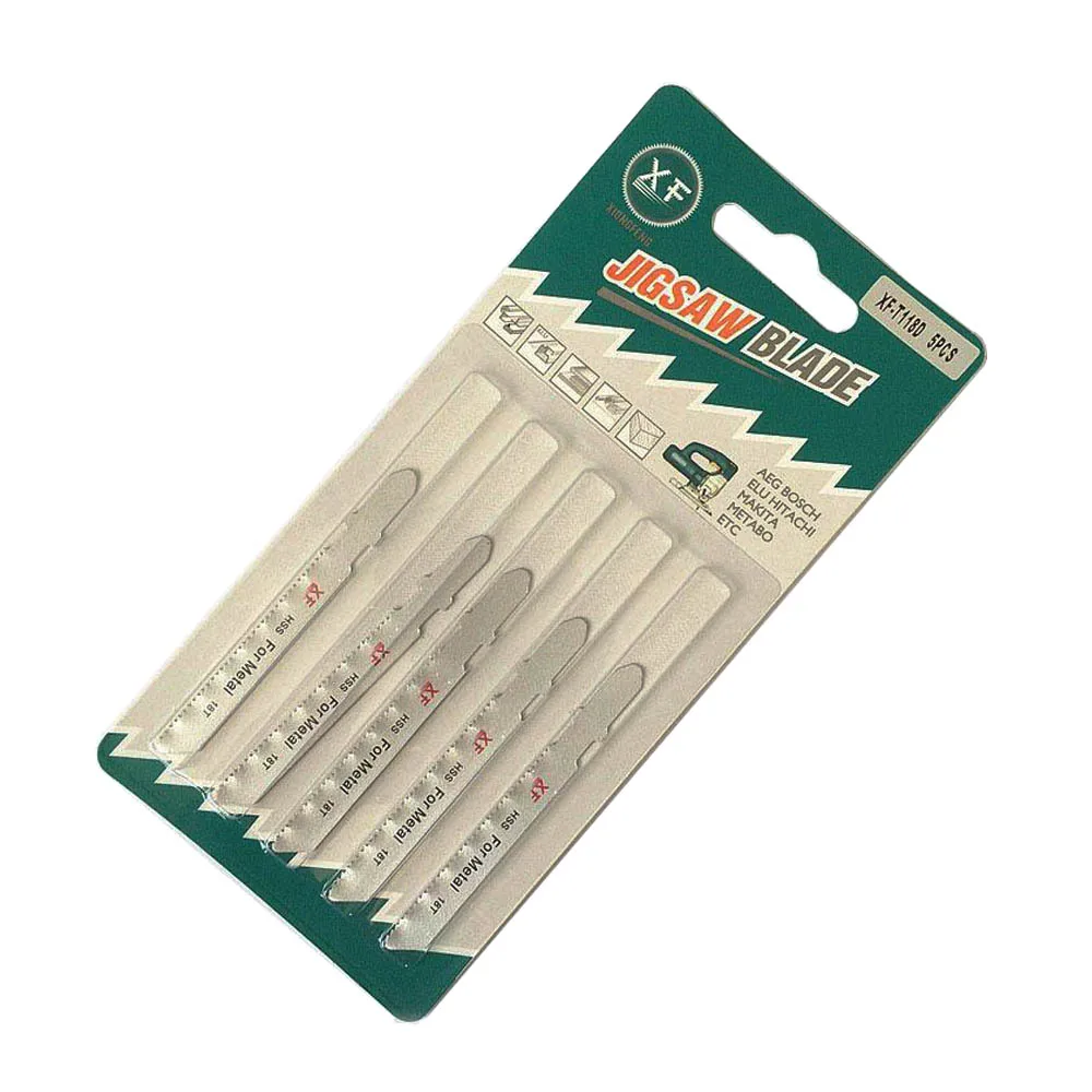 
5 Pack T118D 76mm 18TPI HSS Jig Saw Blade for Metal Cutting 